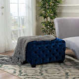 Modern Glam Ottoman With Velvet Upholstery And Button Tufted Design