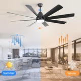Large Ceiling Fans With Lights And Remote Control 6 Wind Speed DC Motor For Living Room - Black - Furniture Home Direct