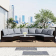 4 Piece Curved Wicker Patio Sectional with Coffee table - Gray - Furniture Home Direct