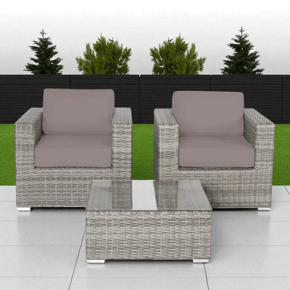 Wicker Seating Group Set With Table And Cushions - Furniture Home Direct