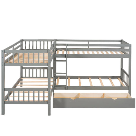 L Shaped Bunk Bed With Drawers - Furniture Home Direct