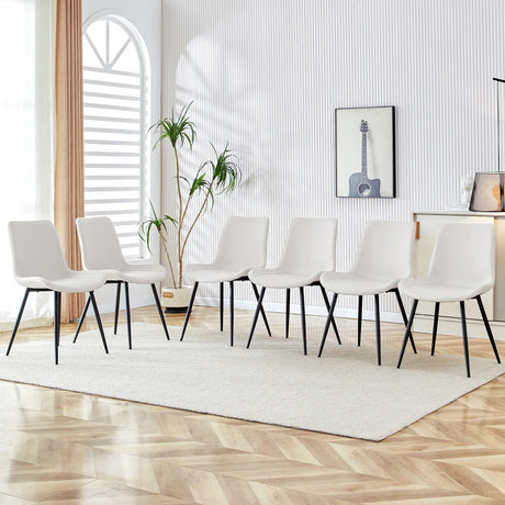 Set Of 6 White Faux Leather Dining Chairs - Furniture Home Direct