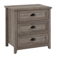 Transitional Farmhouse Framed 3 Drawer Nighstand With Cup Handles - Furniture Home Direct