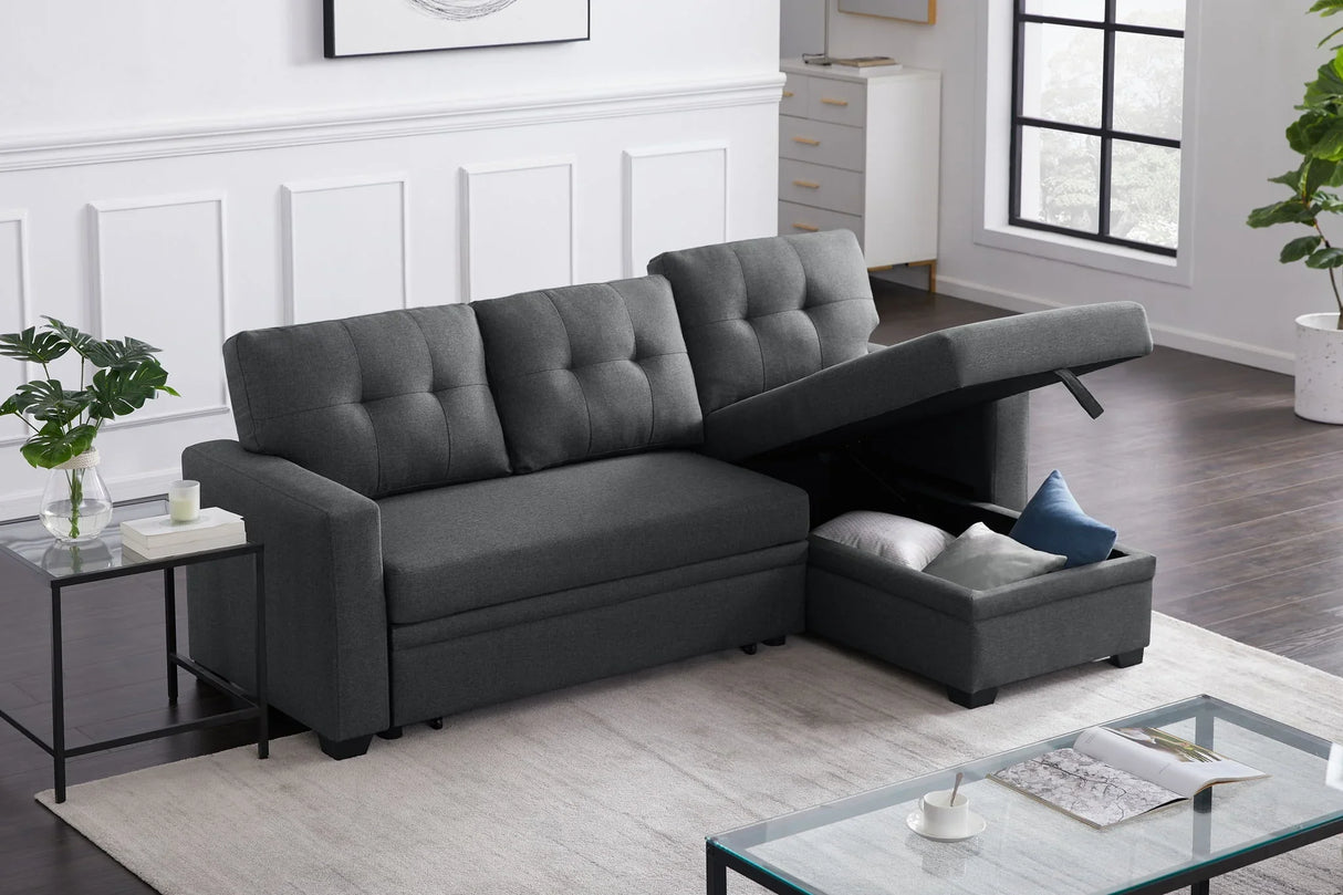 Upholstered Pull Out Sectional Sofa With Chaise - Furniture Home Direct