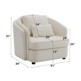 Mariko - 3 Piece Living Room Set Sofa Loveseat Chair - Beige - Furniture Home Direct