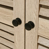4 Shutter Door Wardrobe Armoire with 2 Drawers, Natural + White - Furniture Home Direct