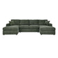3 Piece Corduroy Double Chaise Sectional Sofa - Furniture Home Direct