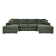 3 Piece Corduroy Double Chaise Sectional Sofa - Furniture Home Direct