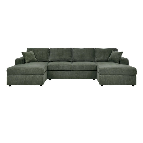 3 Piece Corduroy Double Chaise Sectional Sofa - Furniture Home Direct