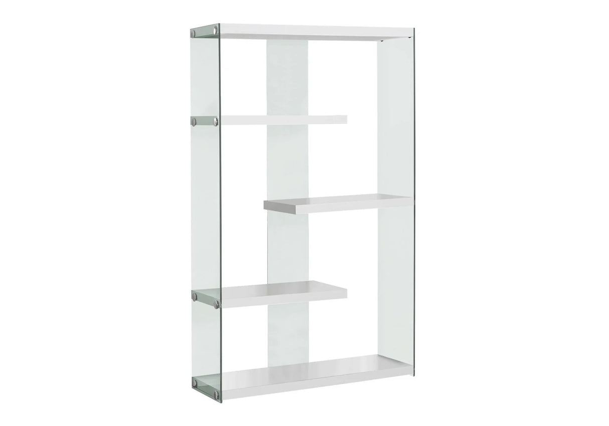 Bookshelf, Bookcase, Etagere, 5 Tier, Office, Glossy Contemporary & Modern - White - Furniture Home Direct