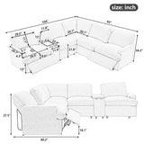 Power Recliner Corner Sofa Home Theater Reclining Sofa Sectional Couches With Storage Box, Cup Holders, USB Ports And Power Socket For Living Room - Furniture Home Direct