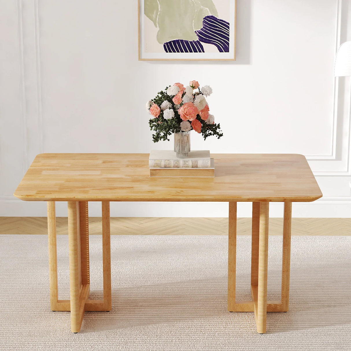 Dining Table With Imitation Rattan Design For Dining Room - Furniture Home Direct