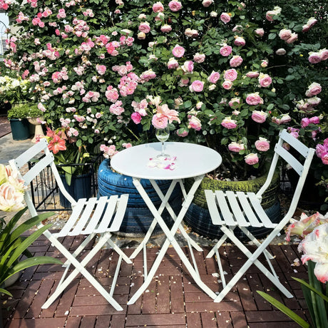 3 Piece Patio Bistro Set Of Foldable Round Table And Chairs - Furniture Home Direct