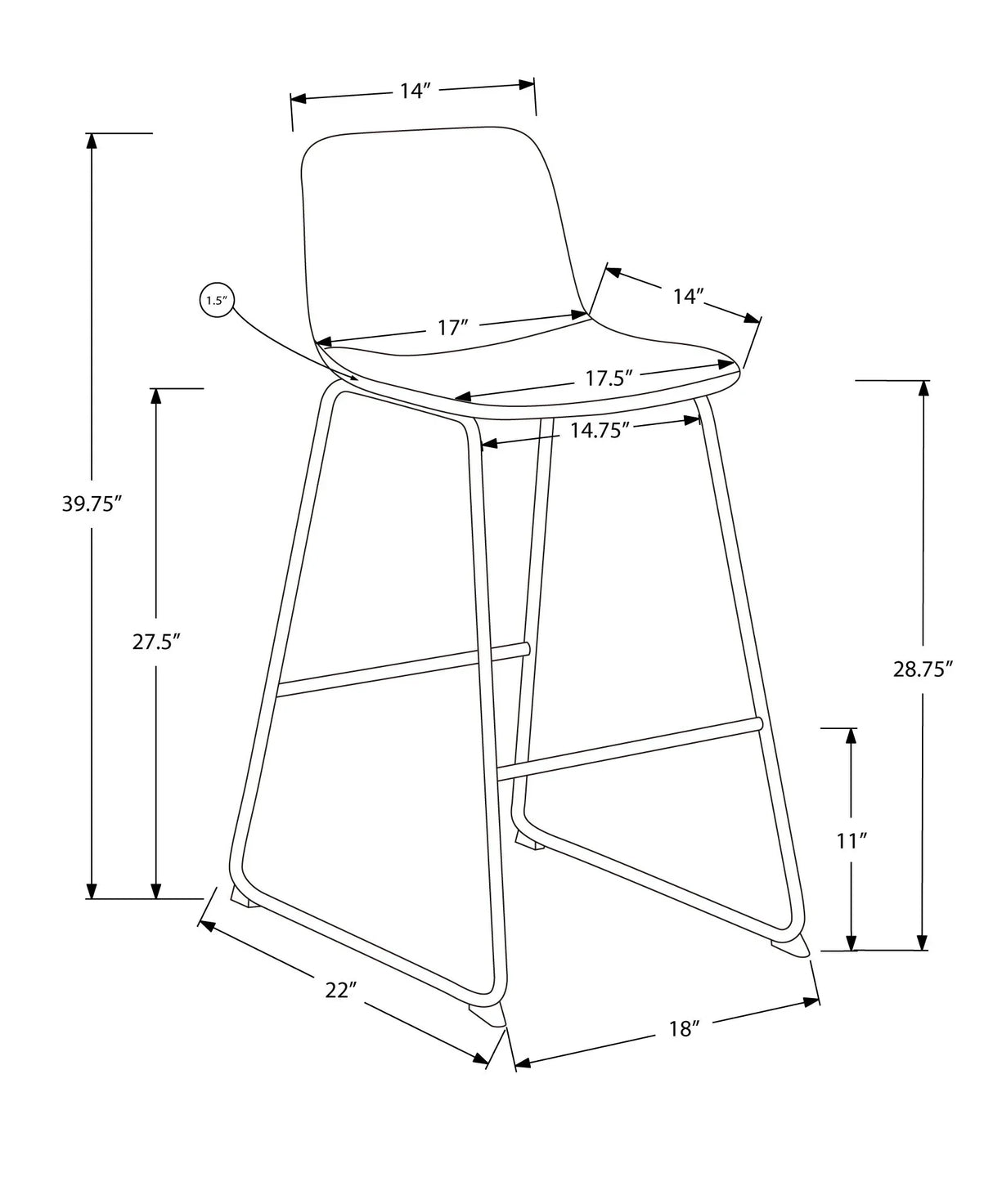 Office Chair, Bar Height, Standing, Computer Desk, Work, Leather Look, Contemporary, Modern - Furniture Home Direct