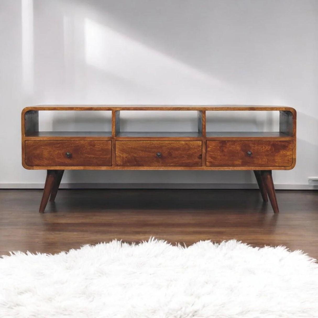 Trio Curved Media Unit - Antique Bronze - Furniture Home Direct