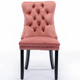 Nikki - Modern, High-End Tufted Solid Wood Contemporary Velvet Upholstered Dining Chair With Wood Legs Nailhead Trim (Set of 2) - Furniture Home Direct