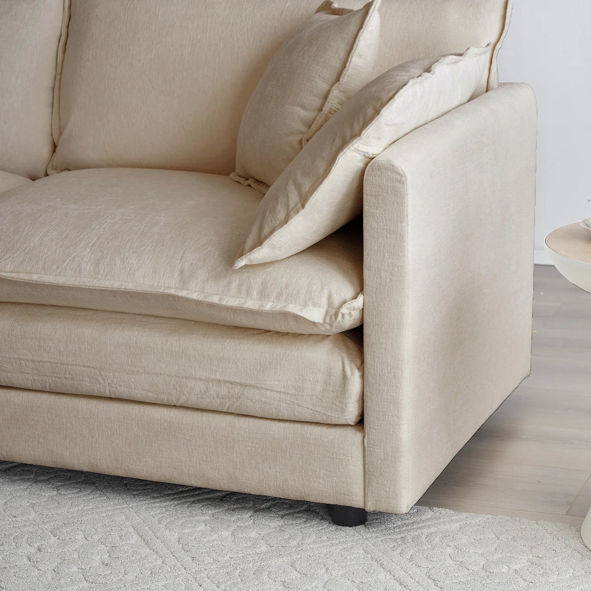 3 Pc Living Room Set with Sofa and Two Chairs, Beige Chenille - Furniture Home Direct