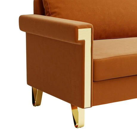 2 Piece living Room Set with Sofa and Chair, Orange Velvet - Furniture Home Direct