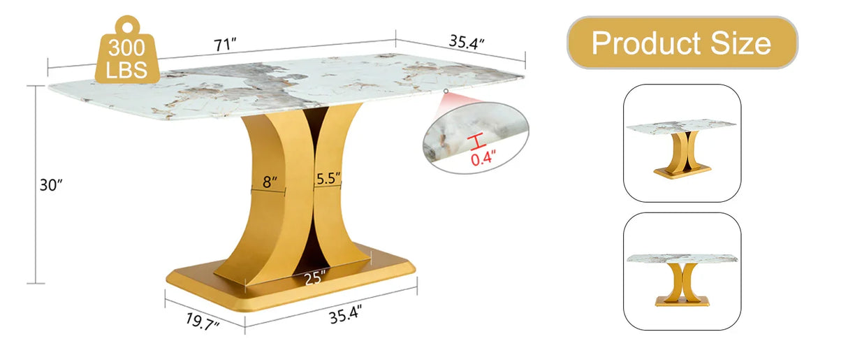 Modern Minimalist Dining With Imitation Marbled Glass Tabletop - Furniture Home Direct