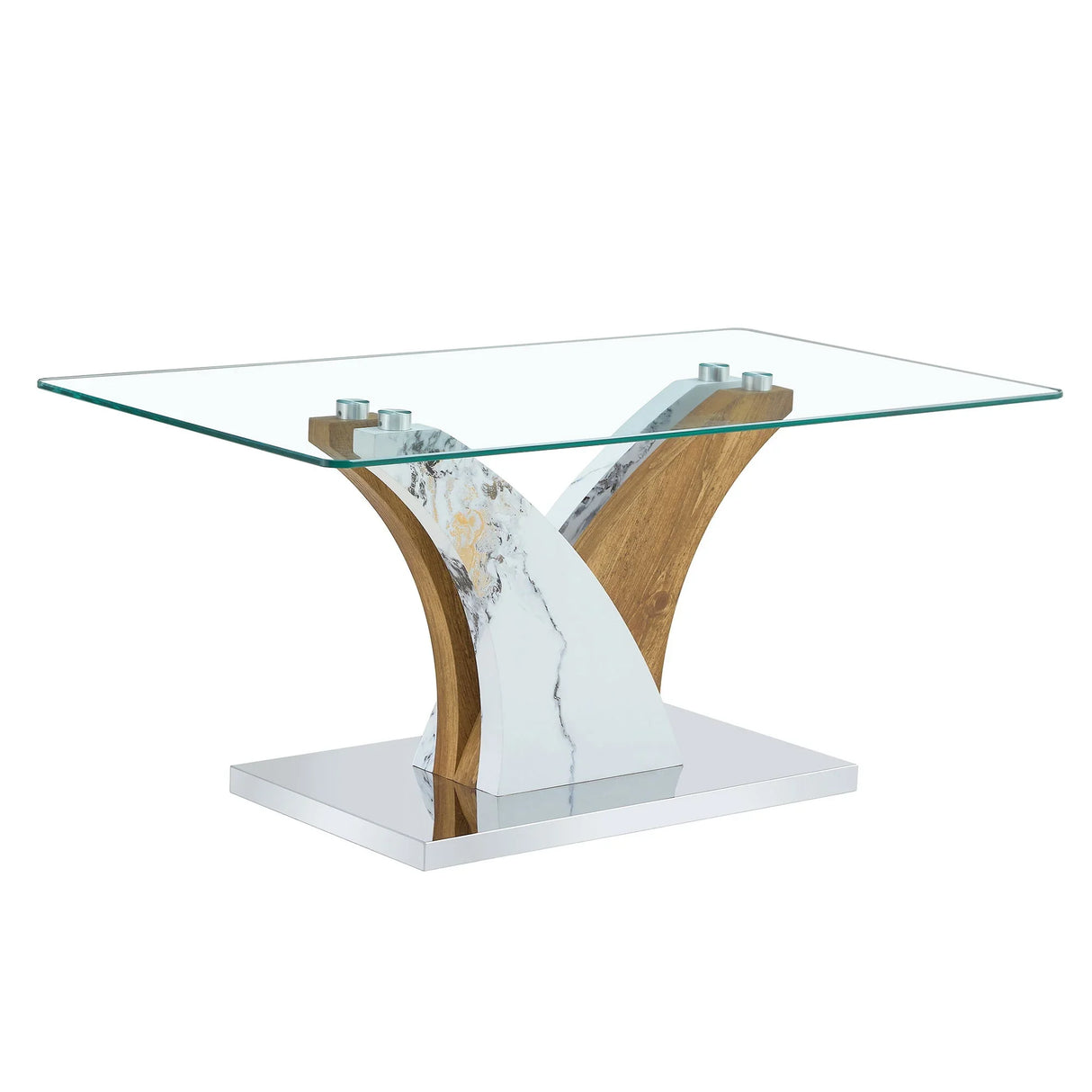 Artistic Rectangular Coffee Table With Tempered Glass Countertop - Furniture Home Direct
