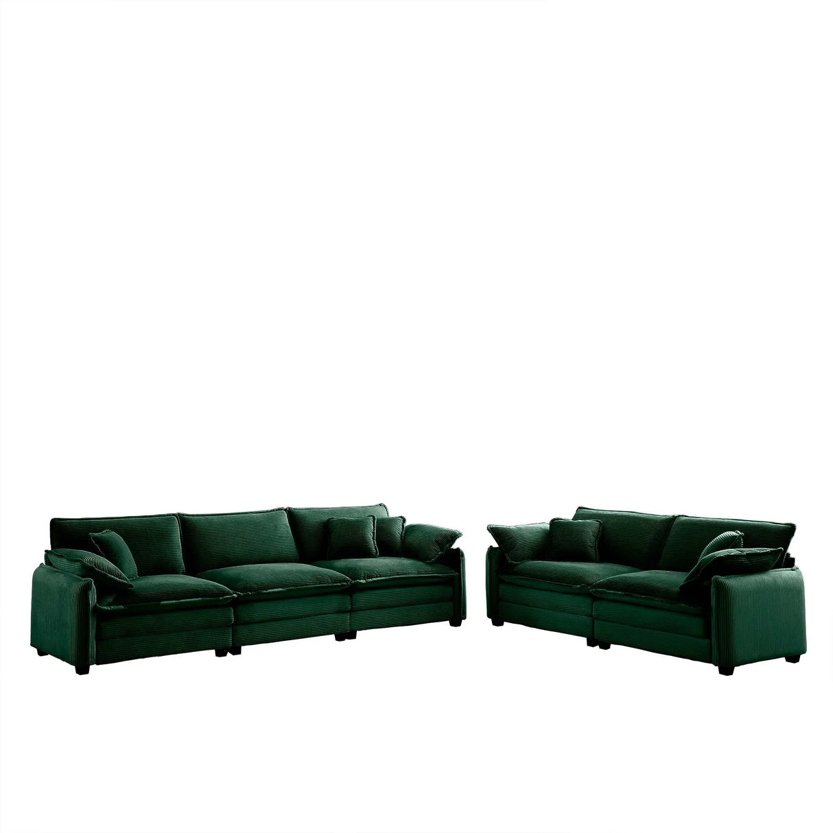 Corduroy 2 Piece Living Room Set - Green - Furniture Home Direct