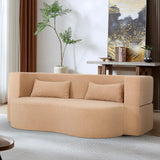 2 In 1 Convertible Full Size Folding Loveseat Couch With Soft Teddy Fabric - Furniture Home Direct