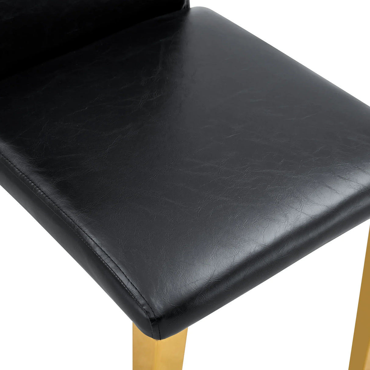 Dining Chairs Four Modern PU Leather Gold Legs Black - Furniture Home Direct