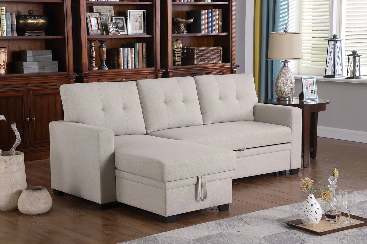 Upholstered Pull Out Sectional Sofa With Chaise - Furniture Home Direct