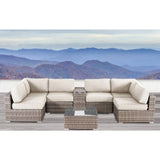 Elegant 4 Person Wicker Patio Seating Set With Cushions And Glass Top Table - Furniture Home Direct