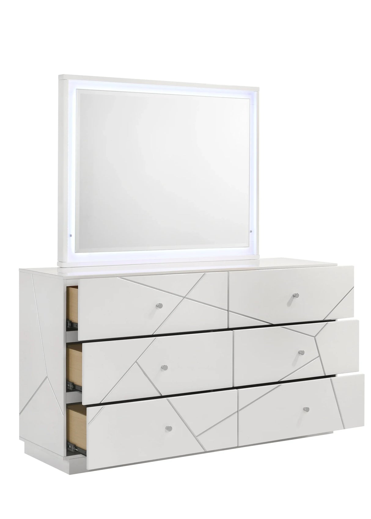 Bedroom Set Queen Bed Dresser Mirror Nightstand White - Furniture Home Direct