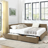 Mid-Century Storage Upholstered Tufted Bed Frame With Backrest And Armrests - Furniture Home Direct