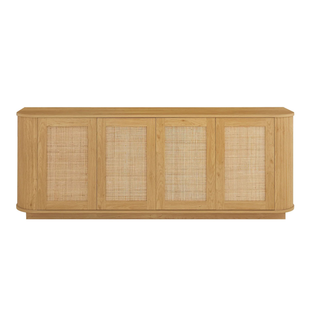 Contemporary Wave Shaped TV Stand With Rattan Doors - Furniture Home Direct