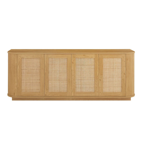 Contemporary Wave Shaped TV Stand With Rattan Doors - Furniture Home Direct