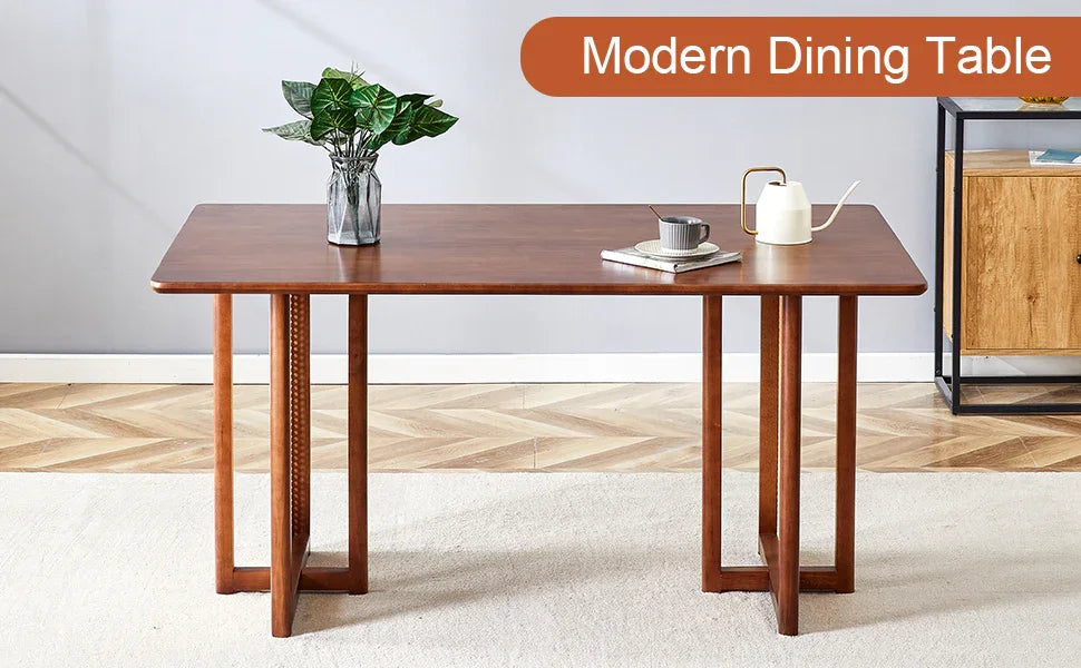 Dining Table Retro Solid Wood Rectangular Classic Walnut - Furniture Home Direct