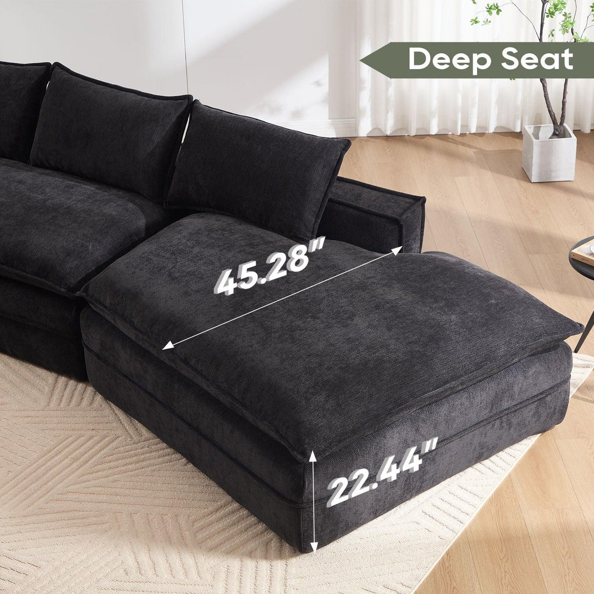 Modern Minimalist Modular Sectional Sofa With Deep Seats And Right Facing Chaise - Furniture Home Direct