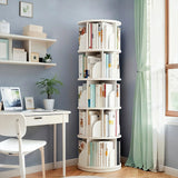 5 Tier Rotating Bookshelf, 360° Spinning Design, Space Saving Storage, For Home And Office - White - Furniture Home Direct