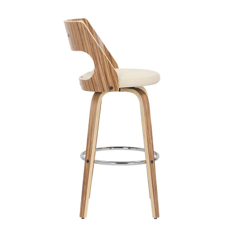 Cecina - Mid-Century Modern Fixed Height Barstool With Swivel (Set of 2) - Zebra / Cream - Furniture Home Direct