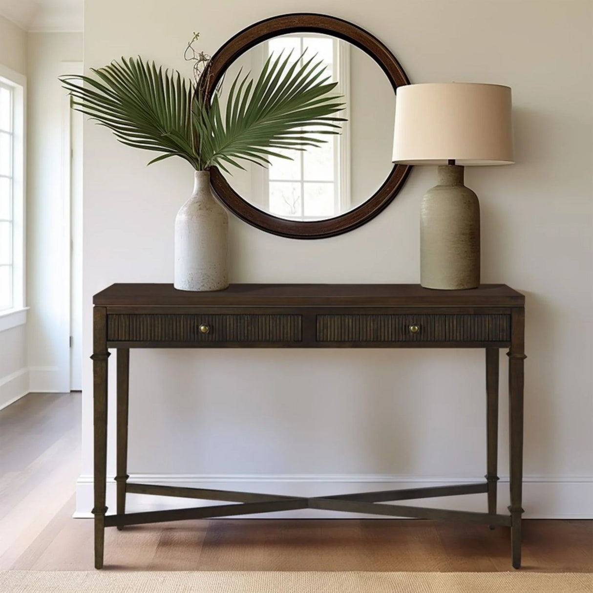 Fluted - 2 Drawer Storage Console Table - Brown - Furniture Home Direct