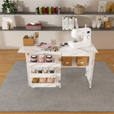 4 In 1 Folding Sewing Table With Lockable Wheels, Multi Functional Craft Station - White - Furniture Home Direct