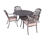 Round 4 Person 48" Long Aluminum Dining Set With Sunbrella Cushions - Gray / Ivory - Furniture Home Direct