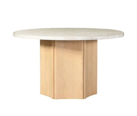Qwin - Marble Top Round Dining Table - Natural - Furniture Home Direct