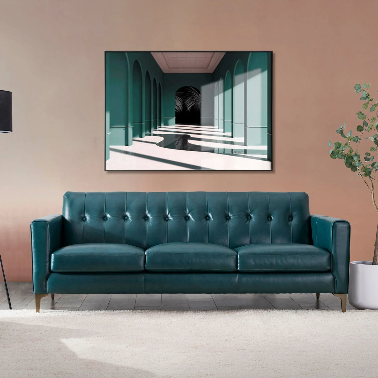 Mid-Century Tufted Leather Sofa - Furniture Home Direct