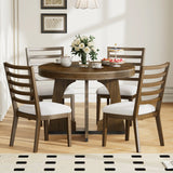 Dining Set Round Table With Four Upholstered Chairs Walnut - Furniture Home Direct