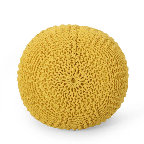 Bordeaux - Knitted Cotton Round Pouf Ottoman - Furniture Home Direct
