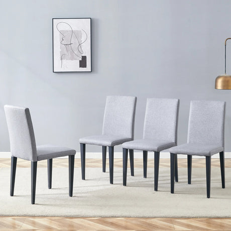 Dining Chairs Set Four Light Linen Upholstered Gray - Furniture Home Direct