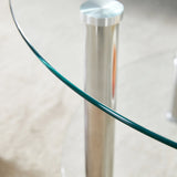 Coffee Table Two Tier Glass Top Polished Metal Legs Silver - Furniture Home Direct
