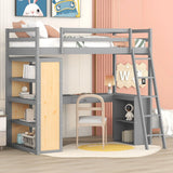 Loft Bed With Ladder, Shelves, And Desk - Furniture Home Direct