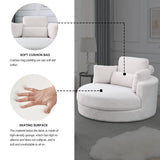 Linen Barrel Swivel Chair With Storage Ottoman - Furniture Home Direct