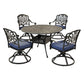 Round 48.03" Long Aluminum Dining Set With Cushions - Furniture Home Direct