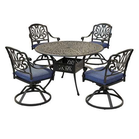 Round 48.03" Long Aluminum Dining Set With Cushions - Furniture Home Direct